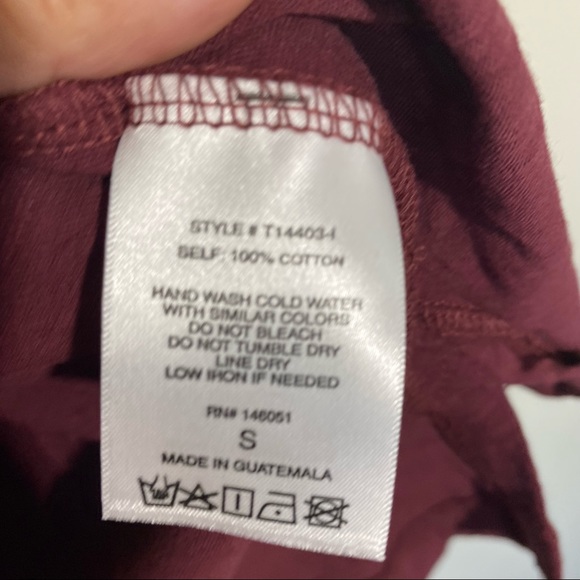 Lush Long Sleeve Dolman V-neck long sleeve oversized Top Burgundy size Small - Picture 2 of 7